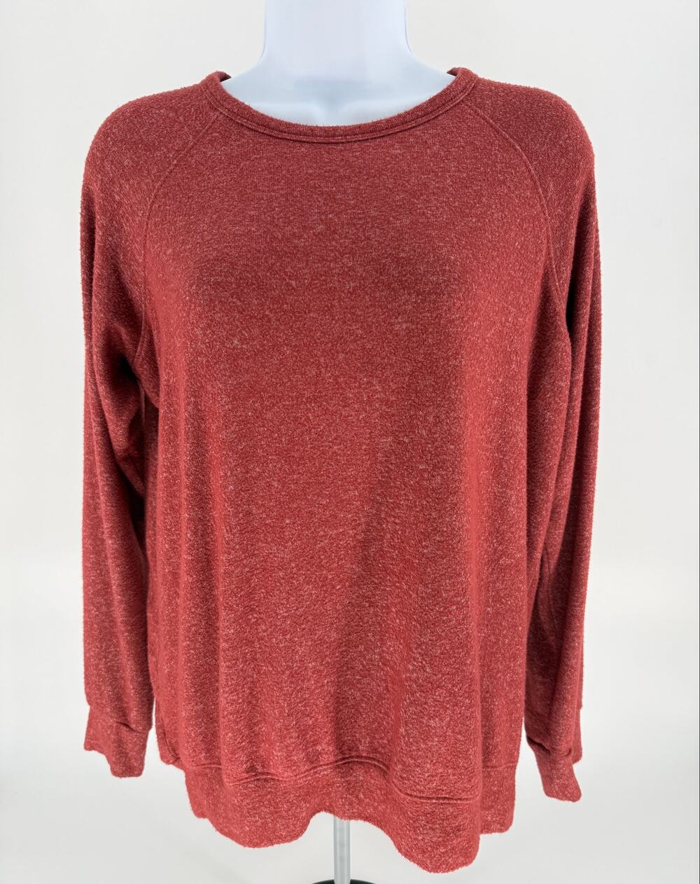 Buffalo David Bitton Womens XS Rust Red Marled Knit Crewneck Pullover Sweater